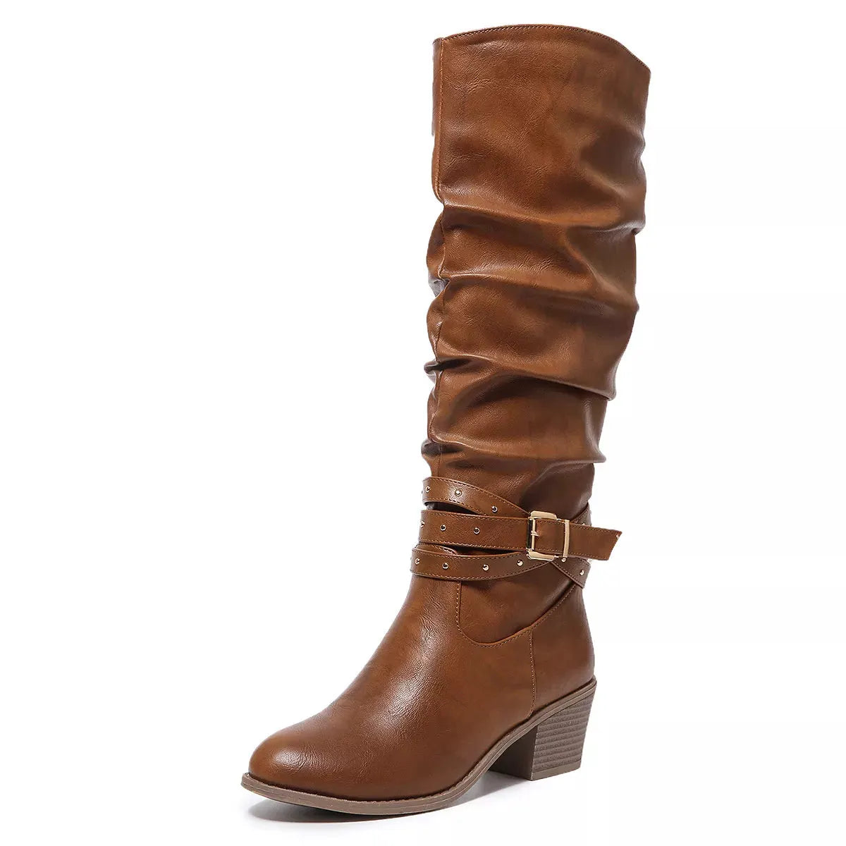 Round Toe Block Heels Boots by Partner Label