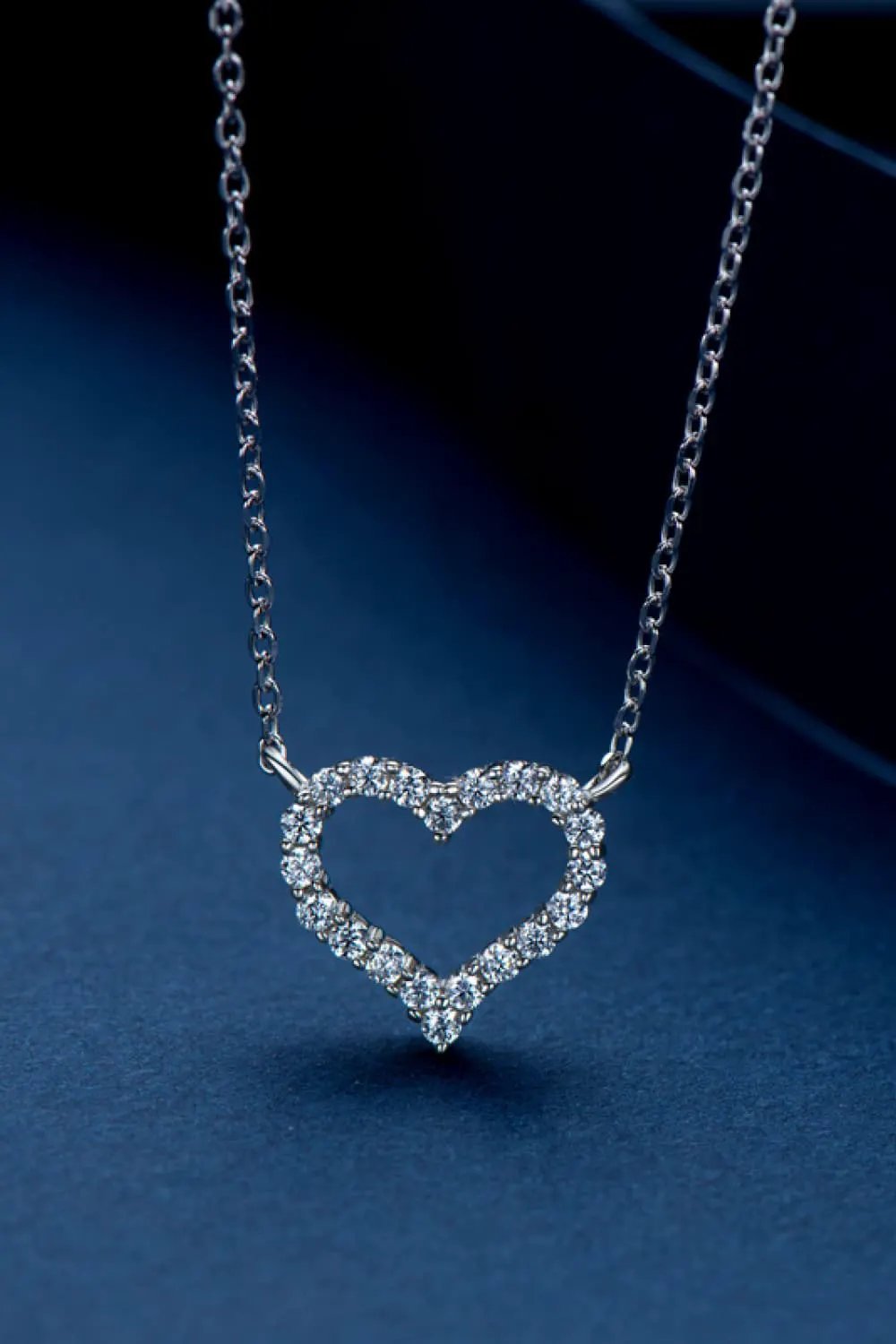 Adored Moissanite Platinum-Plated Heart Necklace by Partner Label