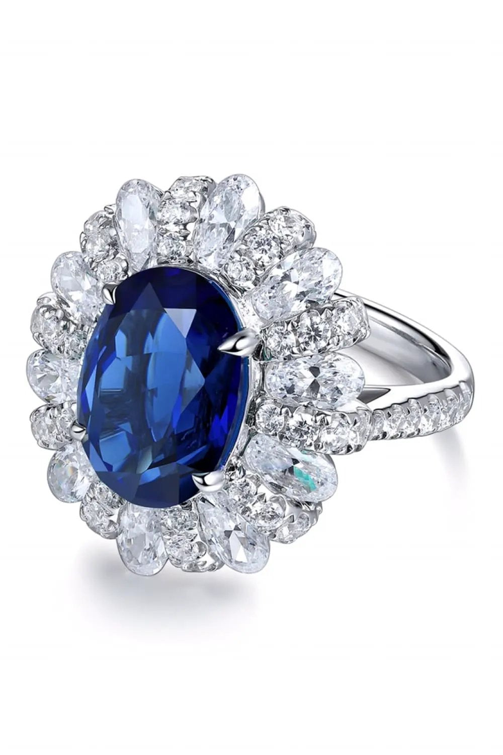 5 Carat Lab-Grown Sapphire Flower Shape Ring by Partner Label