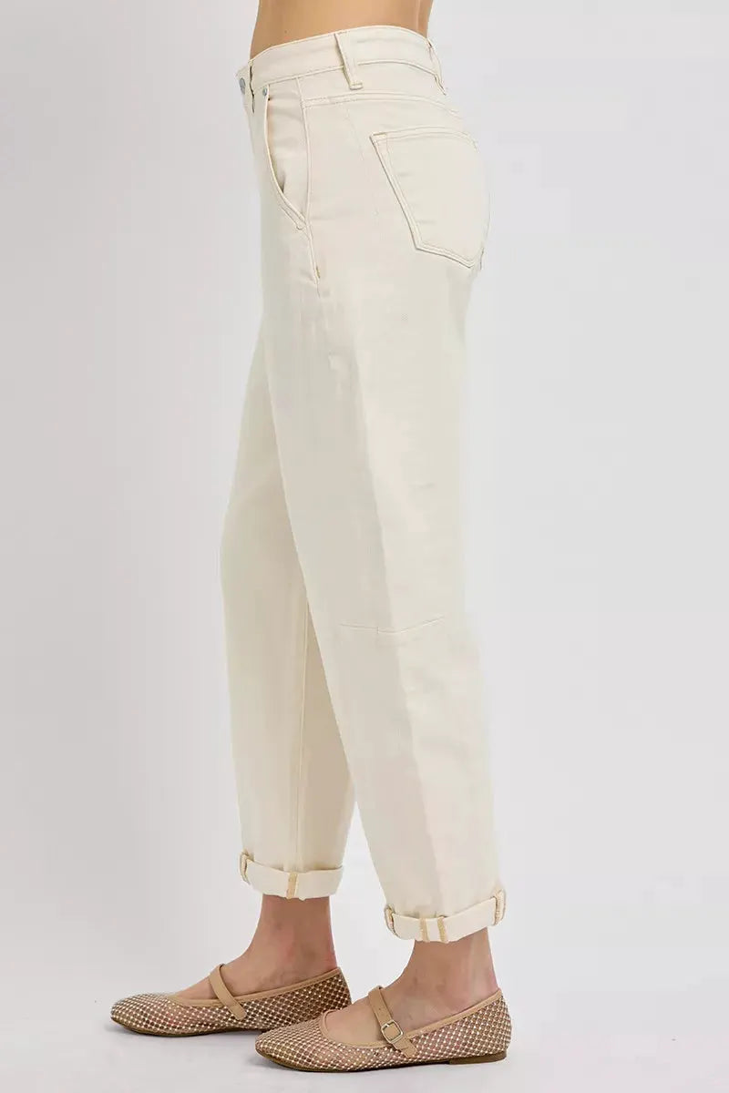 RISEN High Rise Relaxed Barrel Cuffed Jeans by RISEN