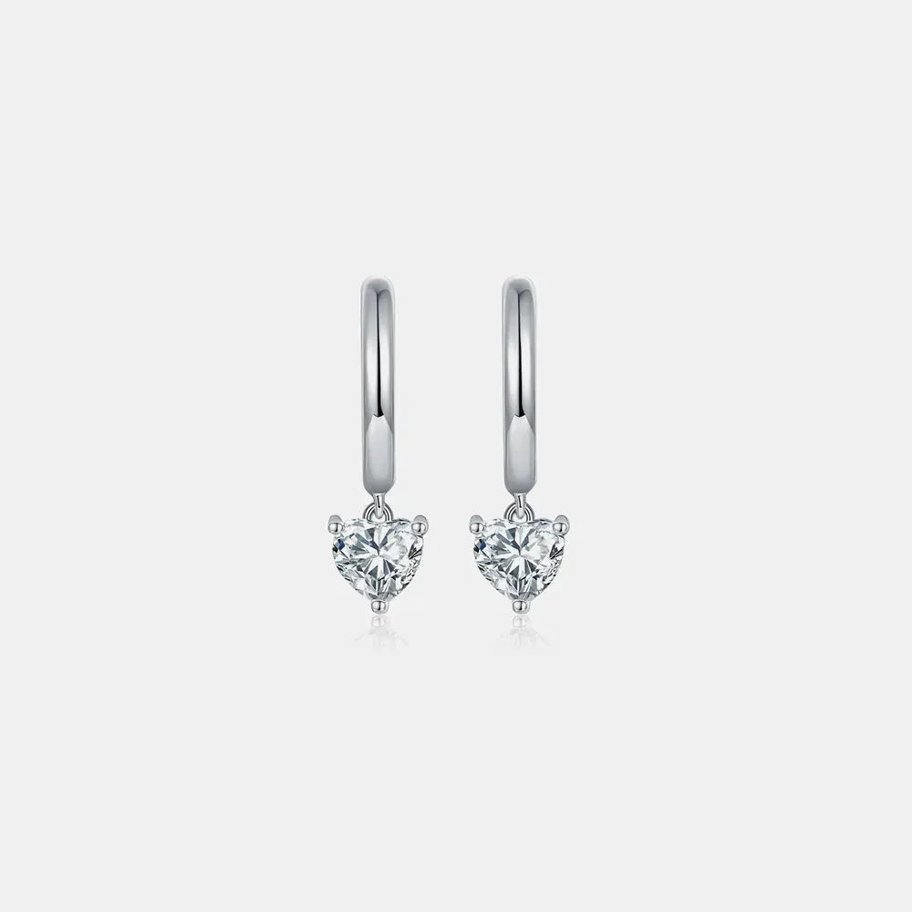 1 Carat Moissanite 925 Sterling Silver Heart Earrings by Partner Label