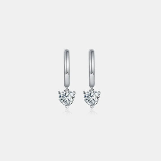 1 Carat Moissanite 925 Sterling Silver Heart Earrings by Partner Label