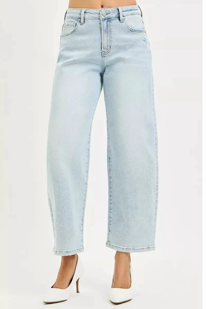 RISEN High Rise Crop Barrel Jeans by RISEN