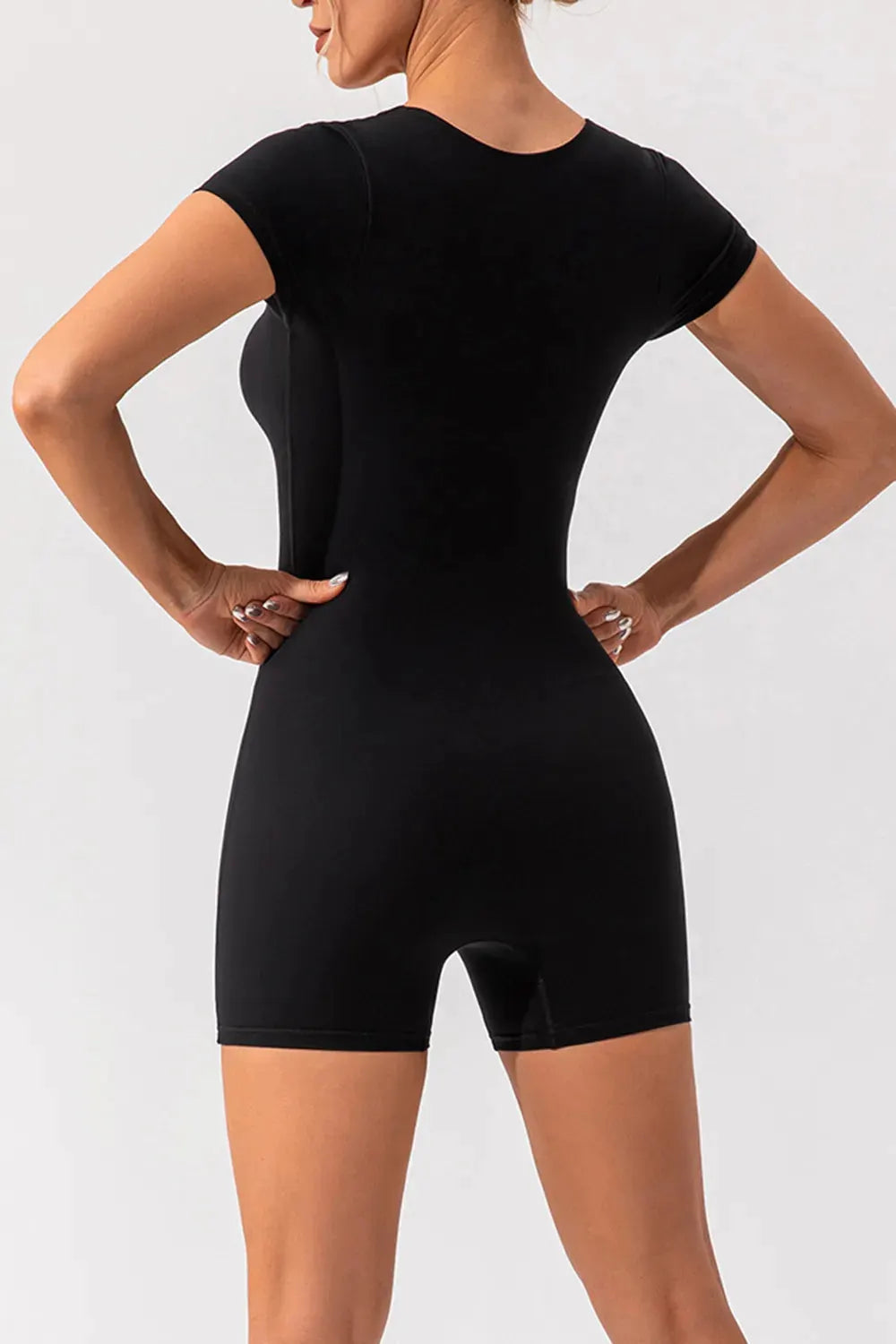 Square Neck Cap Sleeve Active Romper by Partner Label