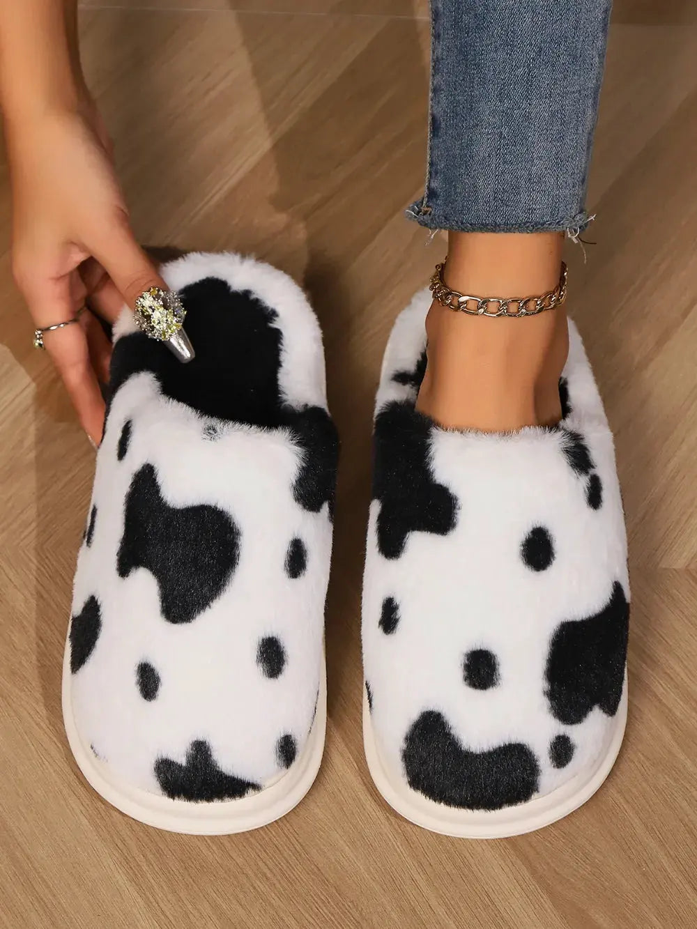 Animal Print Faux Fur Slippers by Partner Label