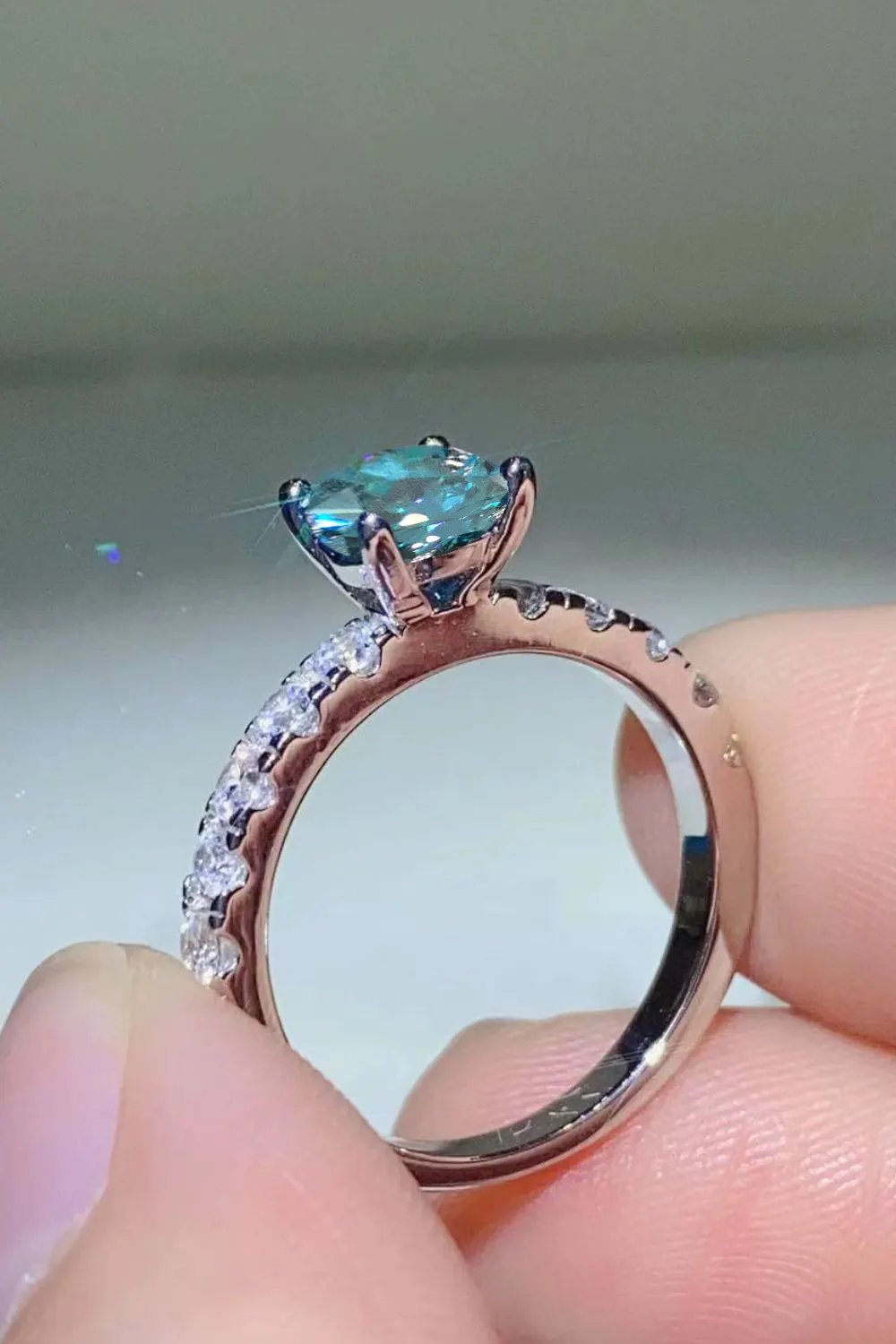Future Style 1 Carat Moissanite Side Stone Ring by Partner Label