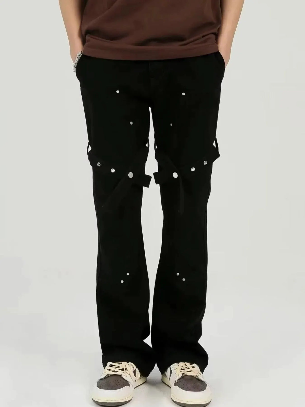 Men's Plus Size Stud Embellishments Bootcut Pants by Trendsi