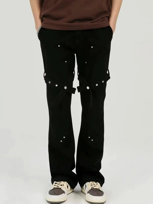Men's Plus Size Stud Embellishments Bootcut Pants by Trendsi