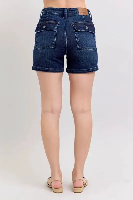 Judy Blue Full Size High Waist Back Flap Pocket Denim Shorts Plus Size by Judy Blue