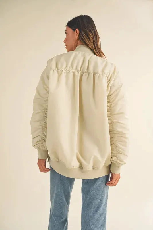 MABLE Back Ruched Utiltiy Bomber Jacket by MABLE
