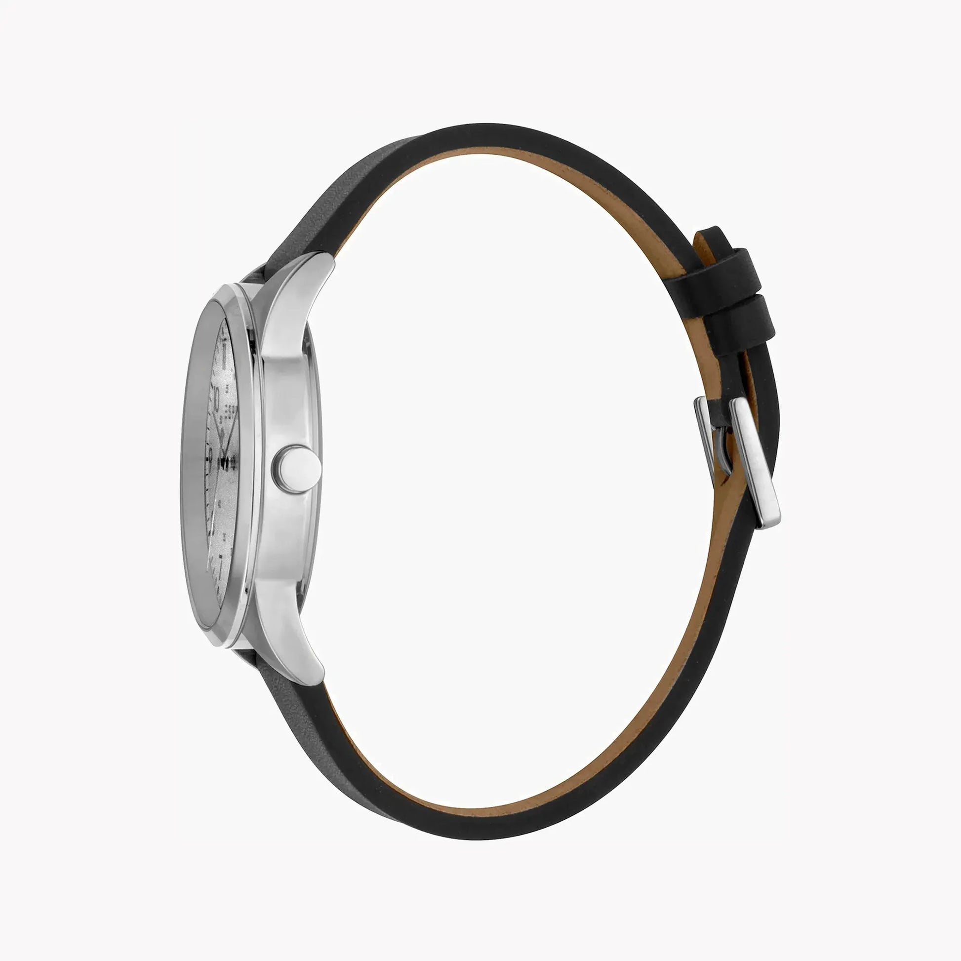 Esprit Men's Black Leather Watch, Silver Dial | Es1g093m0015 by ESPRIT