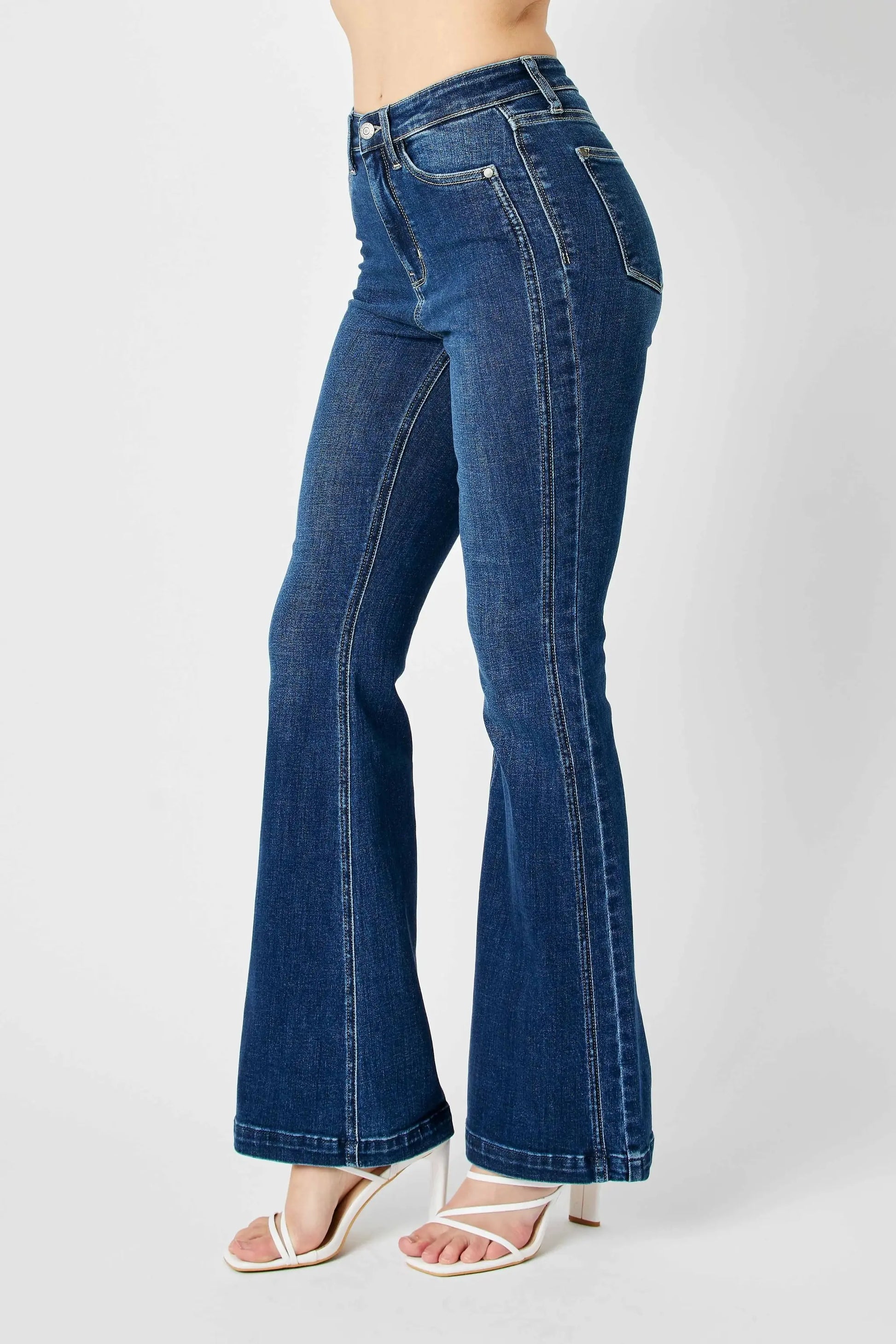 Judy Blue Full Size Hw Angled Side Seam Detail Flare Jeans Plus Size by Judy Blue