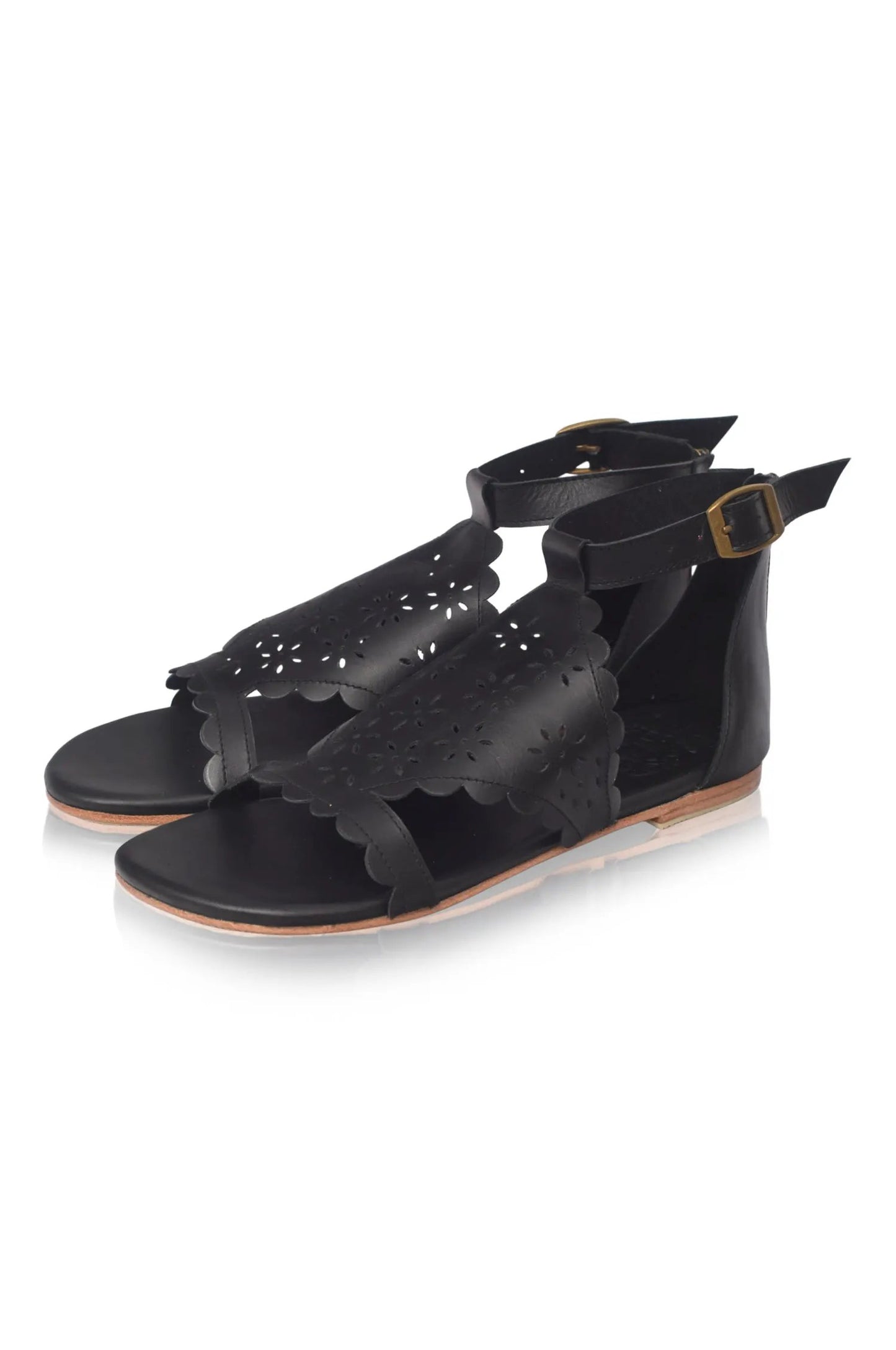 Al Fresco Cut-Out Leather Sandals (Sz. 7.5) by ELF