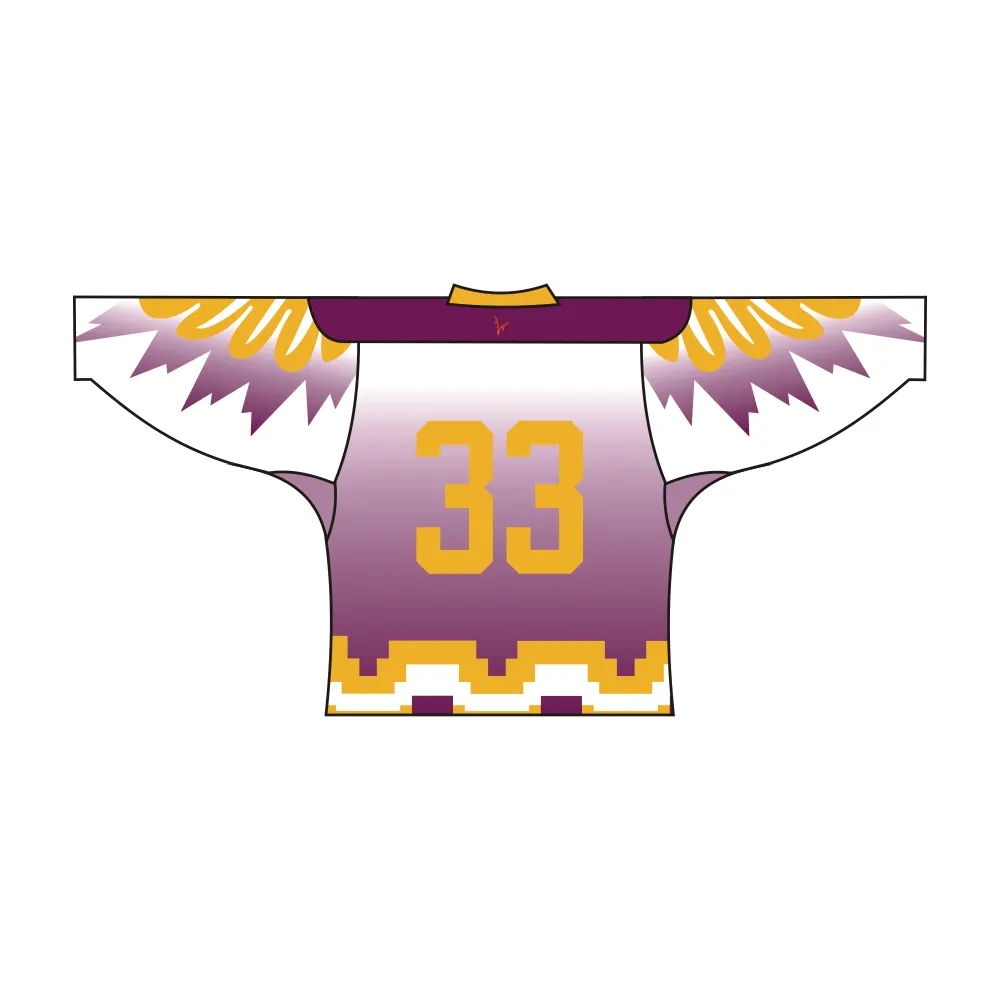 White Yellow Purple Hawks Hockey Jersey by Vimost Sportswear