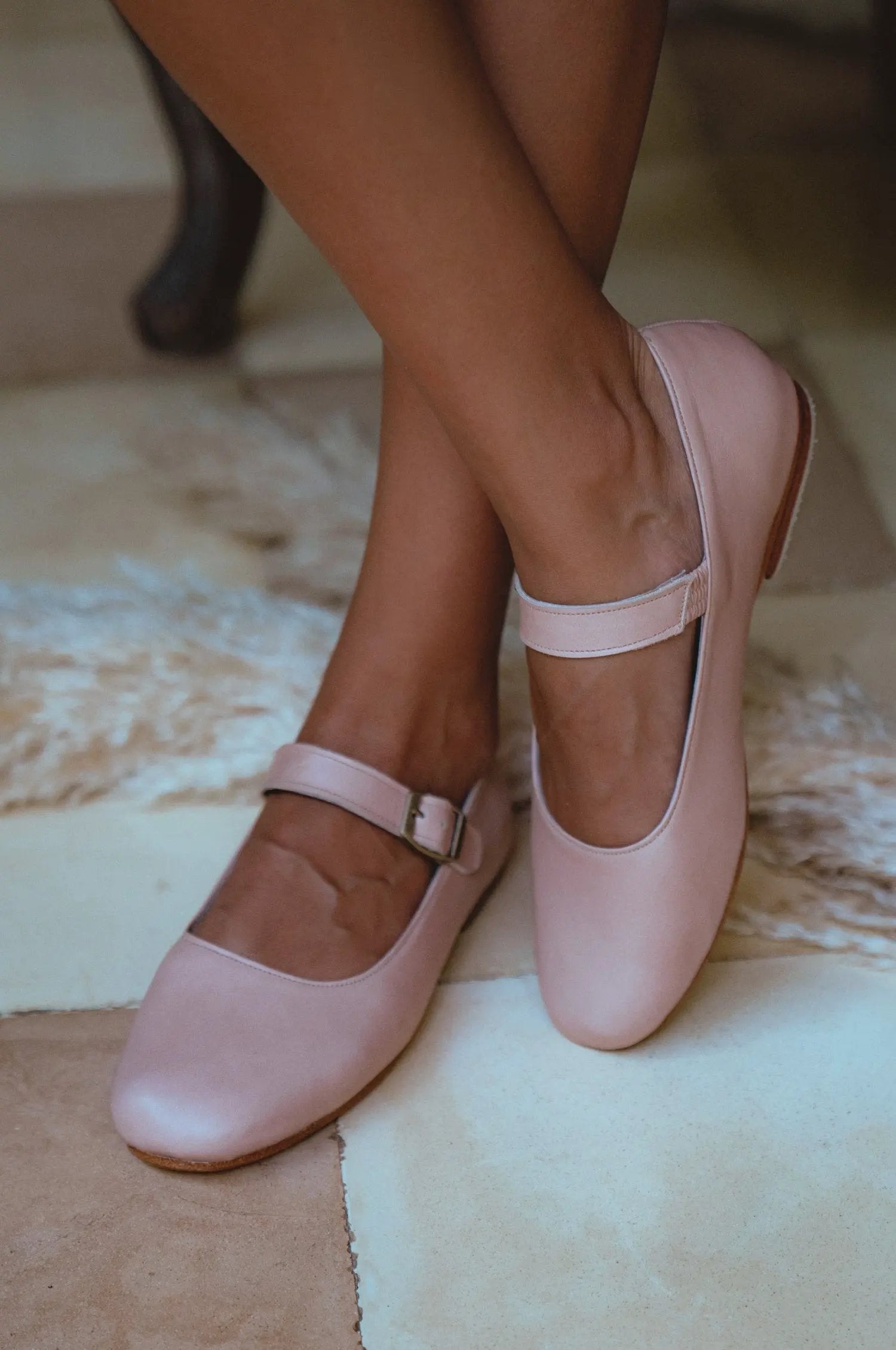 Belle Rose Mary Jane Leather Flats by ELF