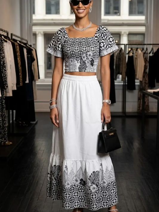 Black and White Geometric Print Two-Piece Set HUDSON New Collection FASHION BYMANYC ® New York by BYMANYC ® New York