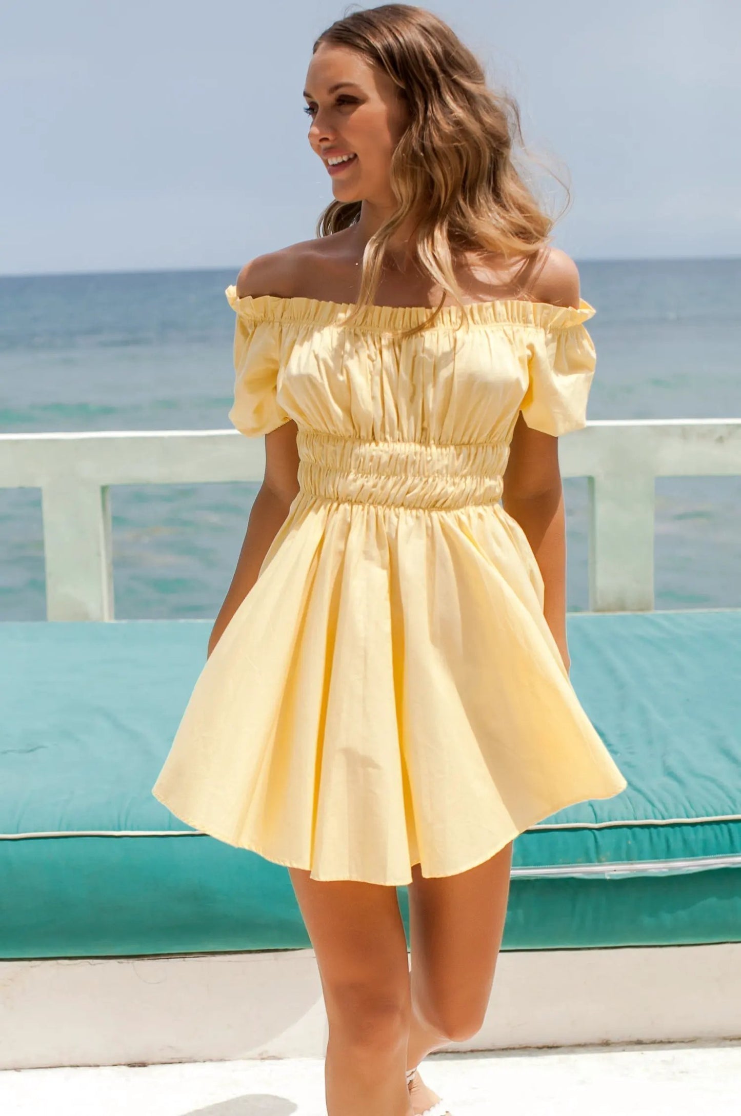 Butterfly Bliss Off Shoulder Mini Dress (Sale) by ELF