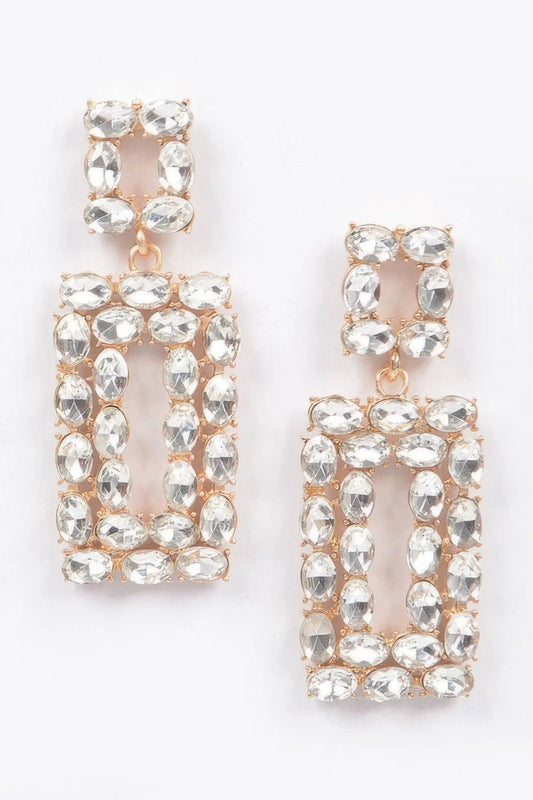 CHELSEA Crystal Color Pop Rectangle Earrings: NYFW BYMANYC ® New York by BYMANYC ® New York
