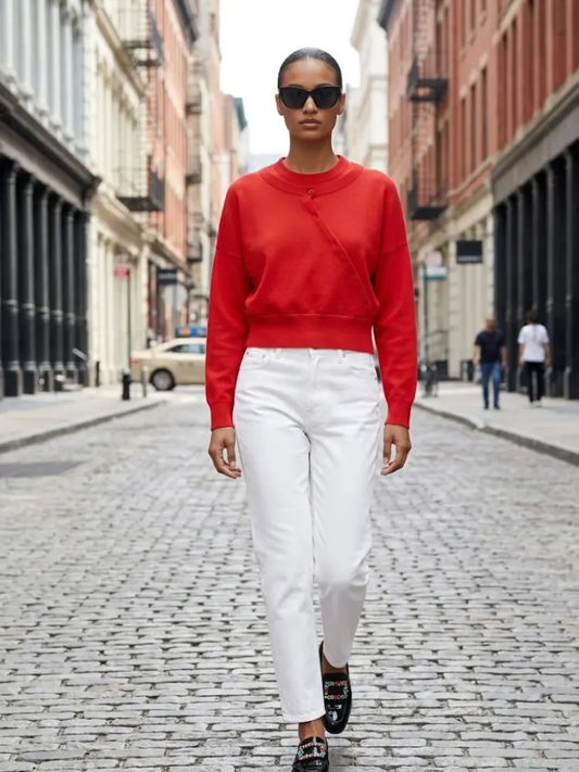 CHELSEA Women's Asymmetric Button Sweater Prêt-à-Porter BYMANYC ® New York by BYMANYC ® New York