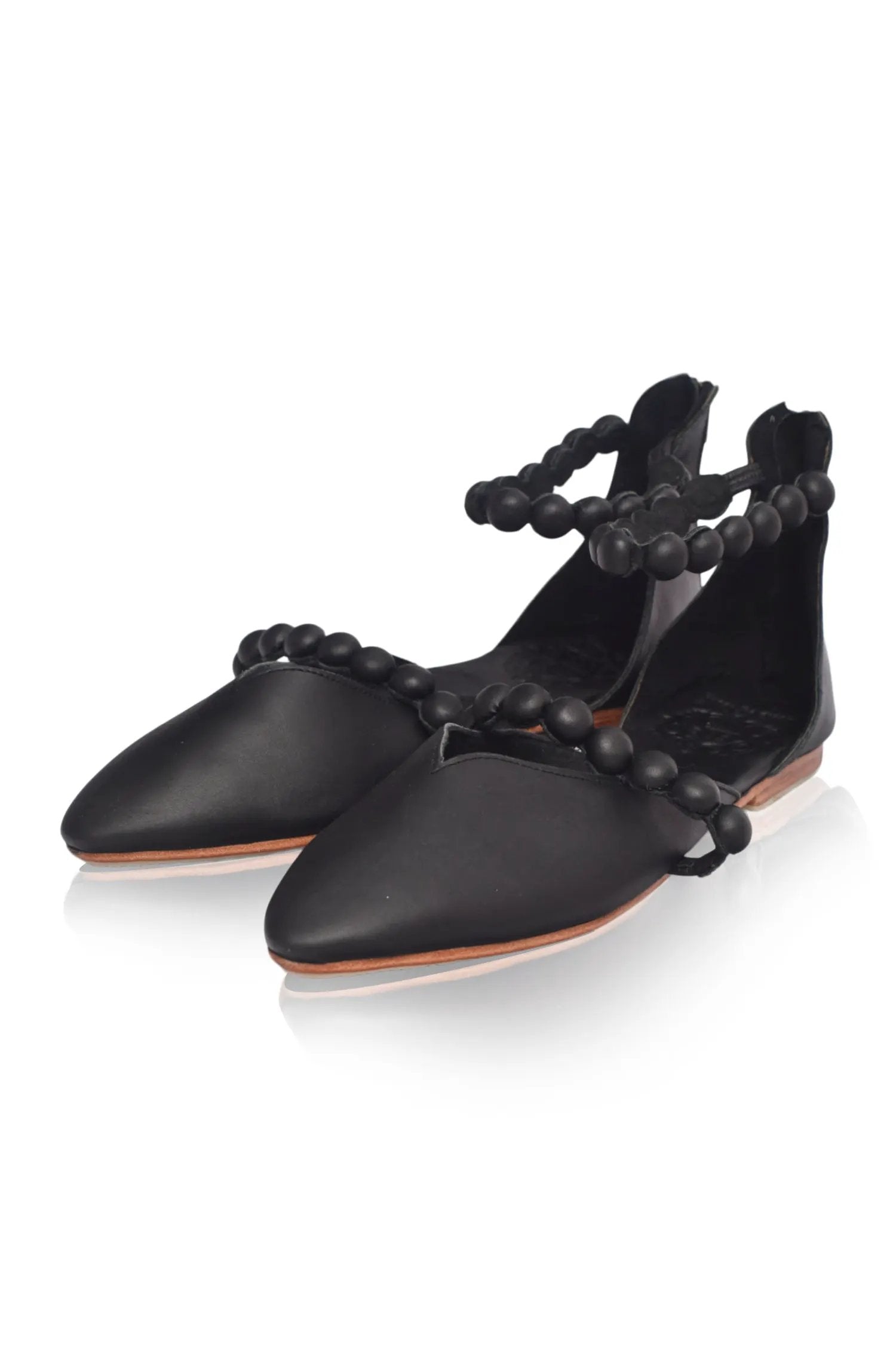 Carmella Ankle Strap Leather Ballet Flats by ELF