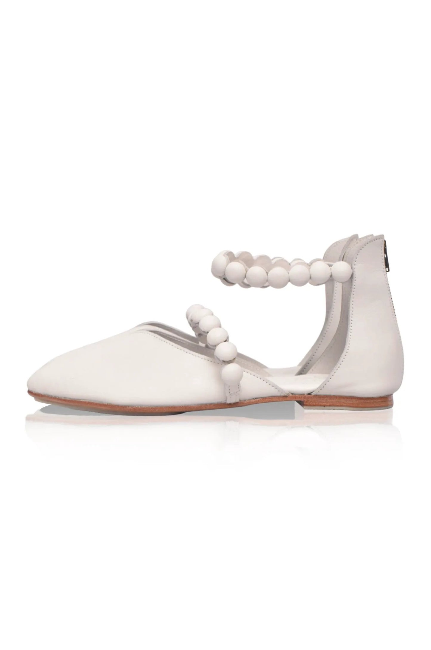 Carmella Ankle Strap Leather Ballet Flats by ELF