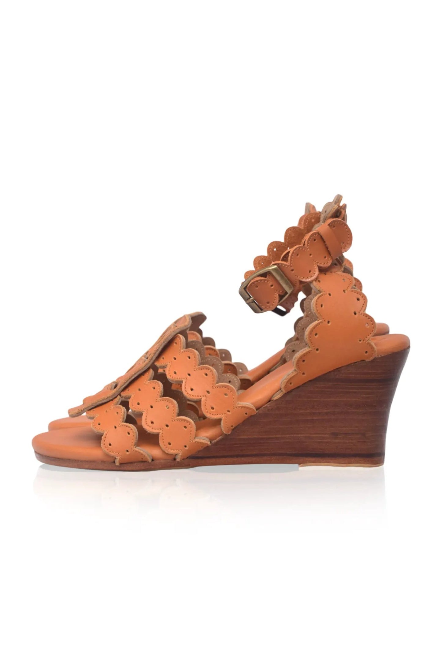 Charm Leather Wedge Sandals (Sz. 8.5) by ELF