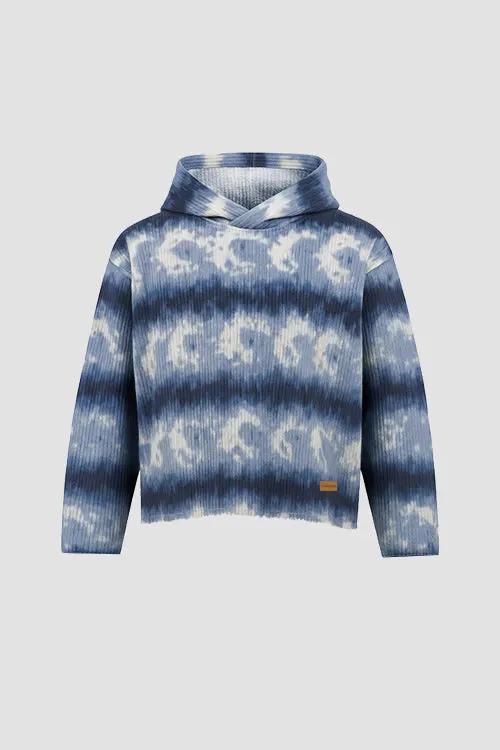 Cloud Pattern Cropped Pull Over Hoodie by Hideout