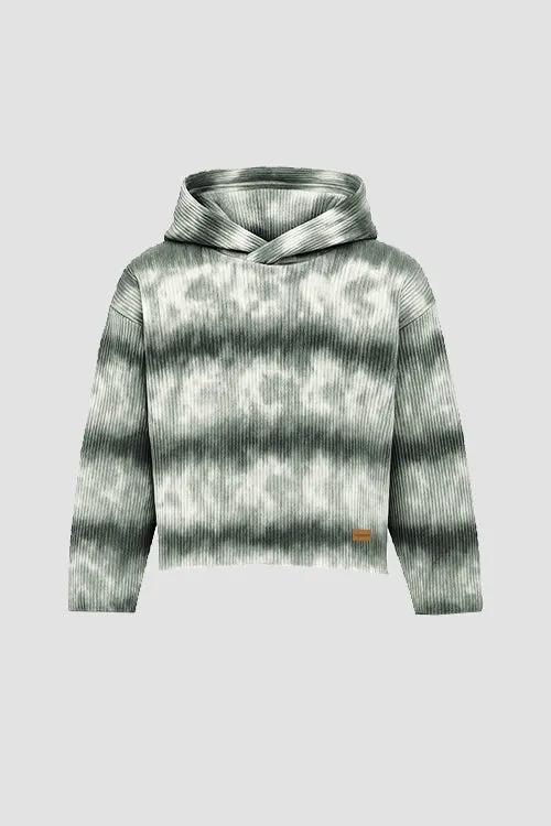 Cloud Pattern Cropped Pull Over Hoodie by Hideout