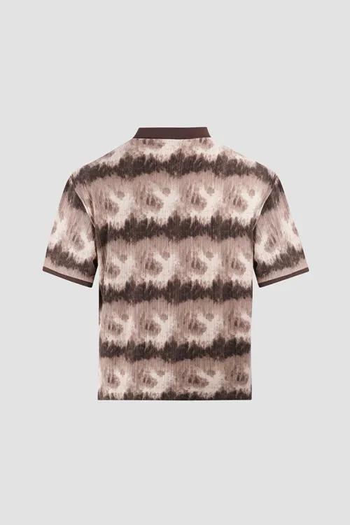 Cloud Pattern Short-Sleeve Knit Polo Shirt by Hideout