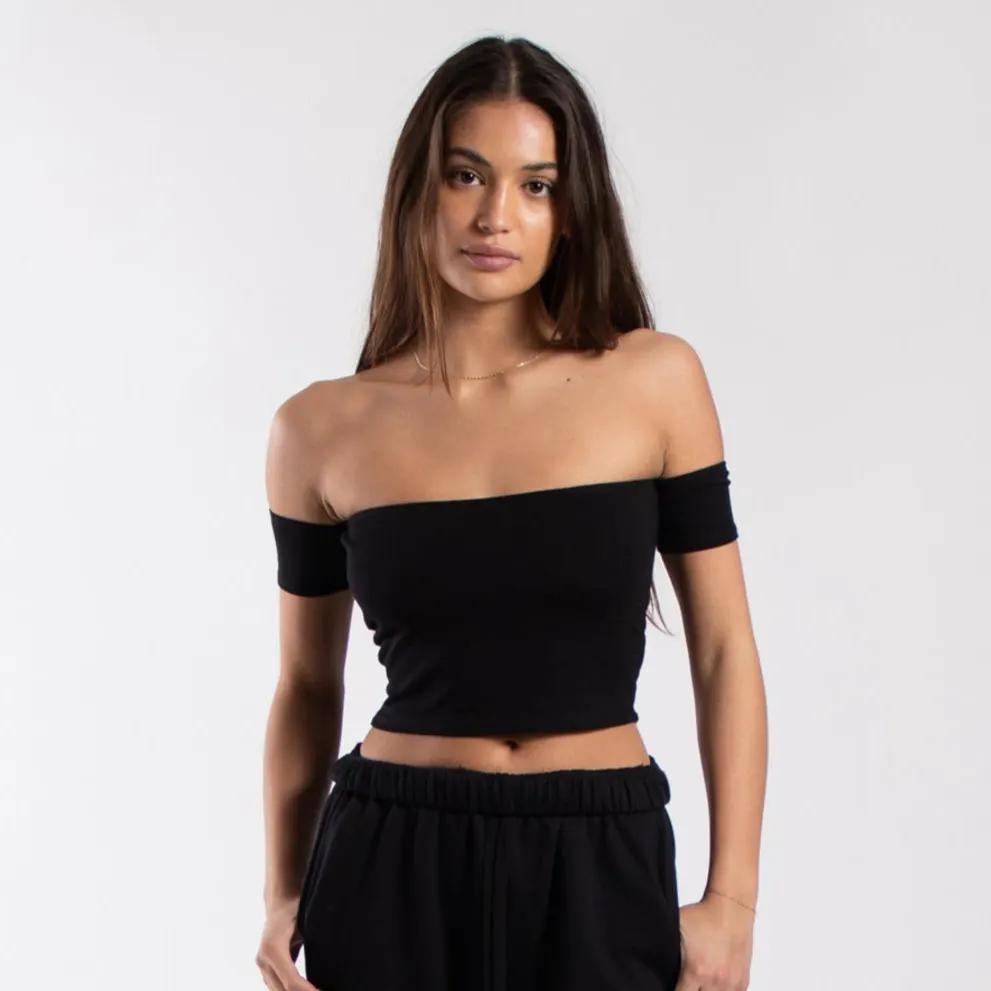 0891 - Women's Off Shoulder Cropped Tee by POS Wholesale