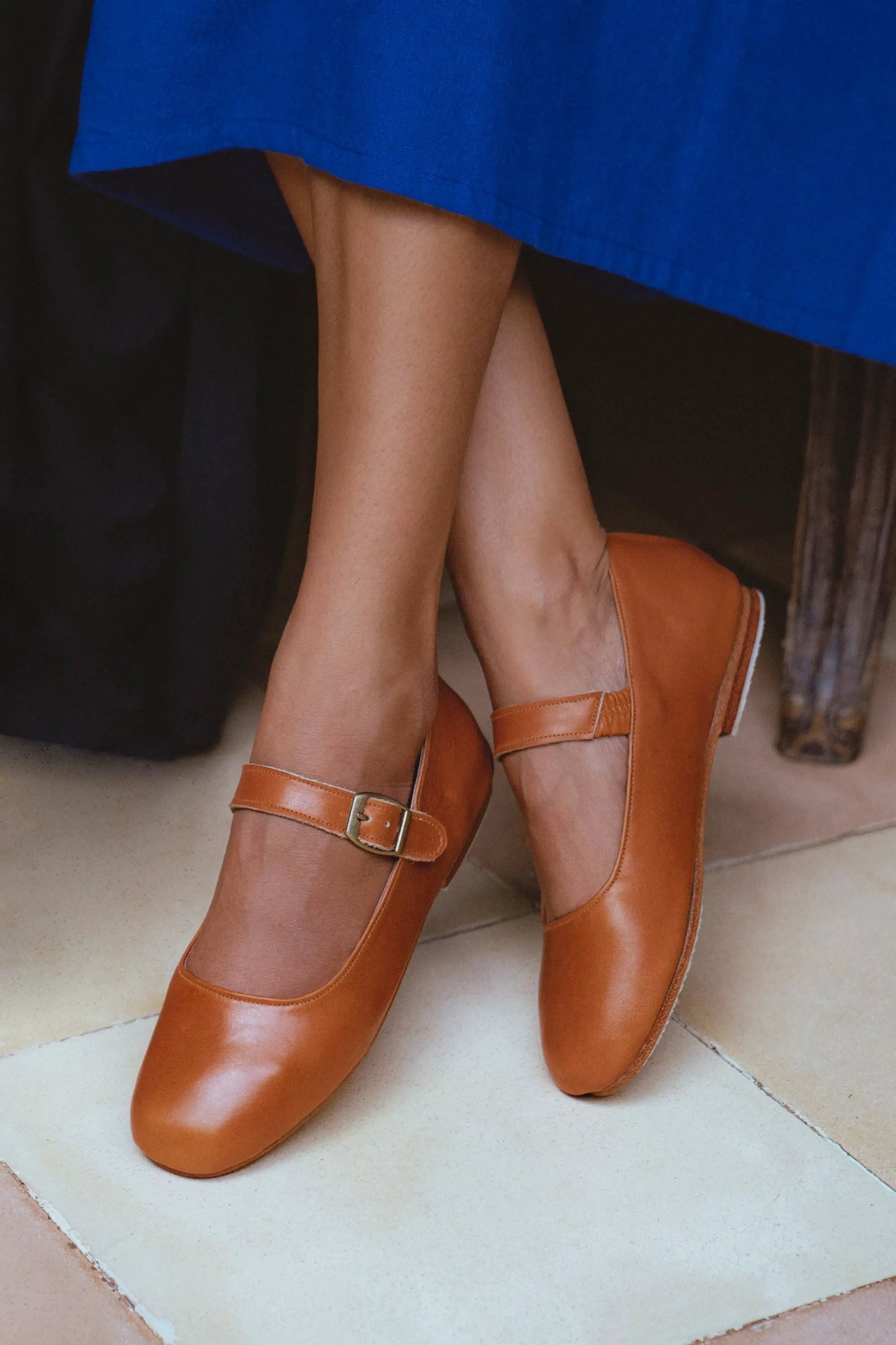 Belle Rose Mary Jane Leather Flats by ELF