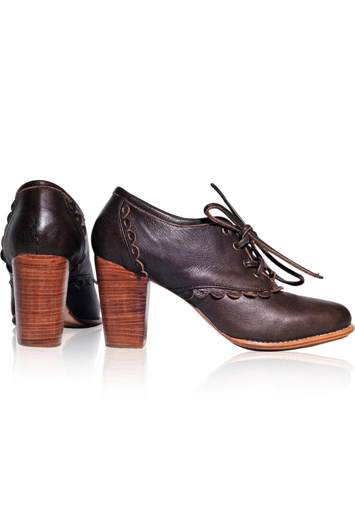 Lace Oxford Leather Heels by Local