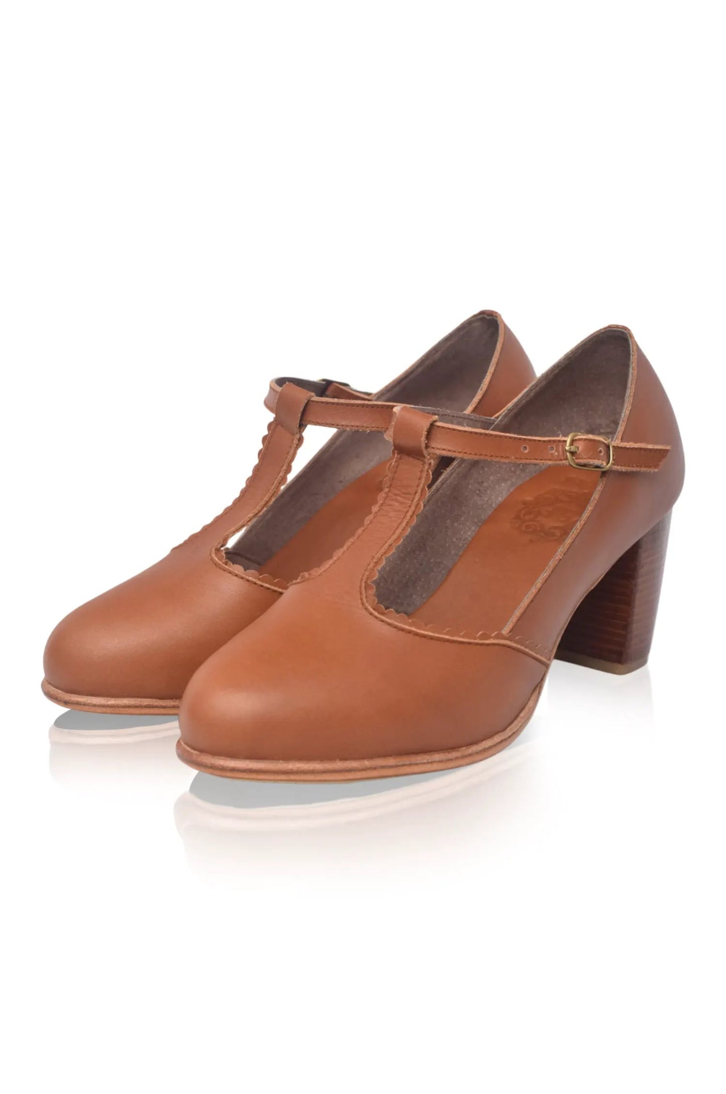 Dawn T-strap Leather Heels by ELF