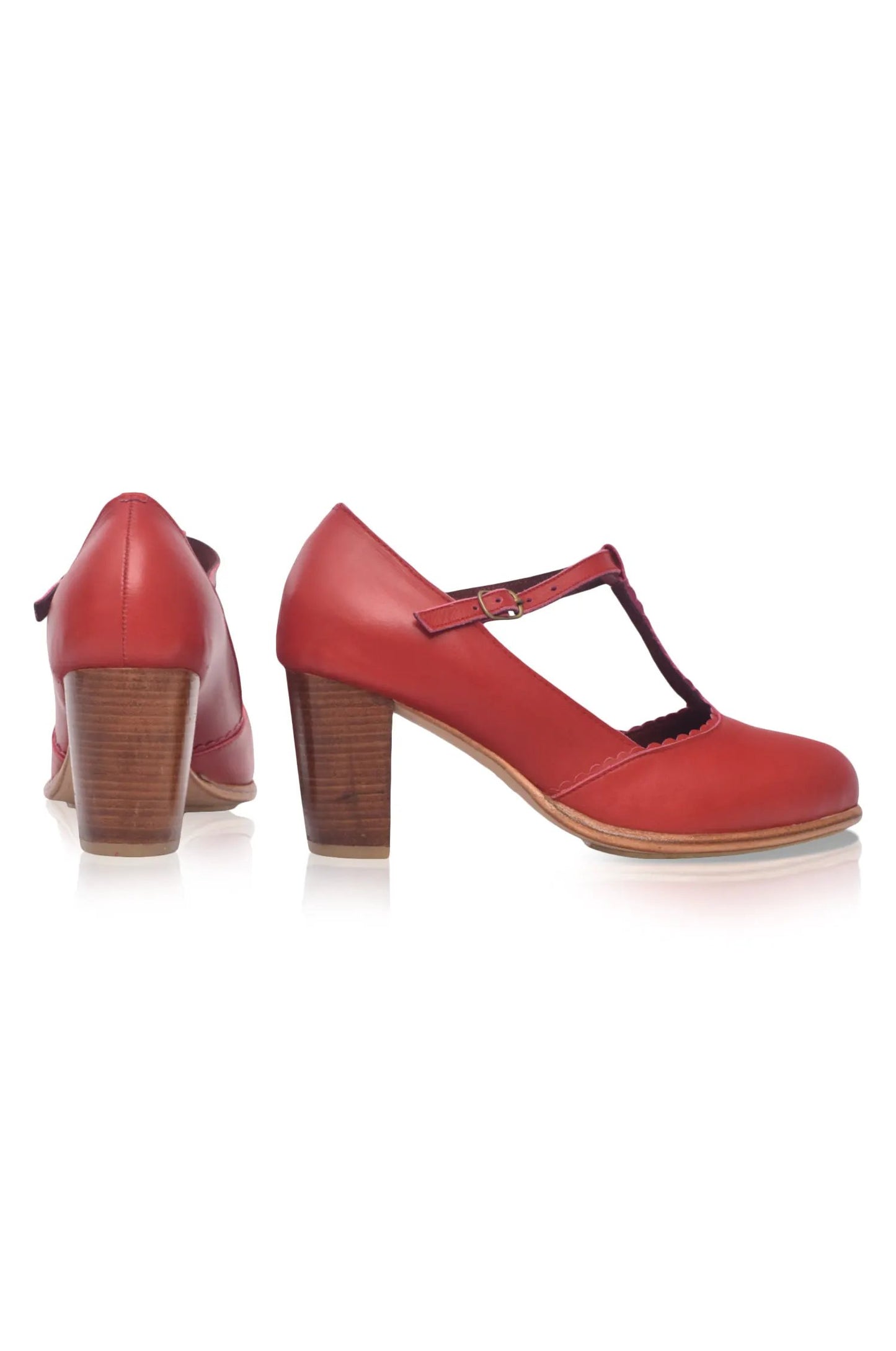 Dawn T-strap Leather Heels by ELF