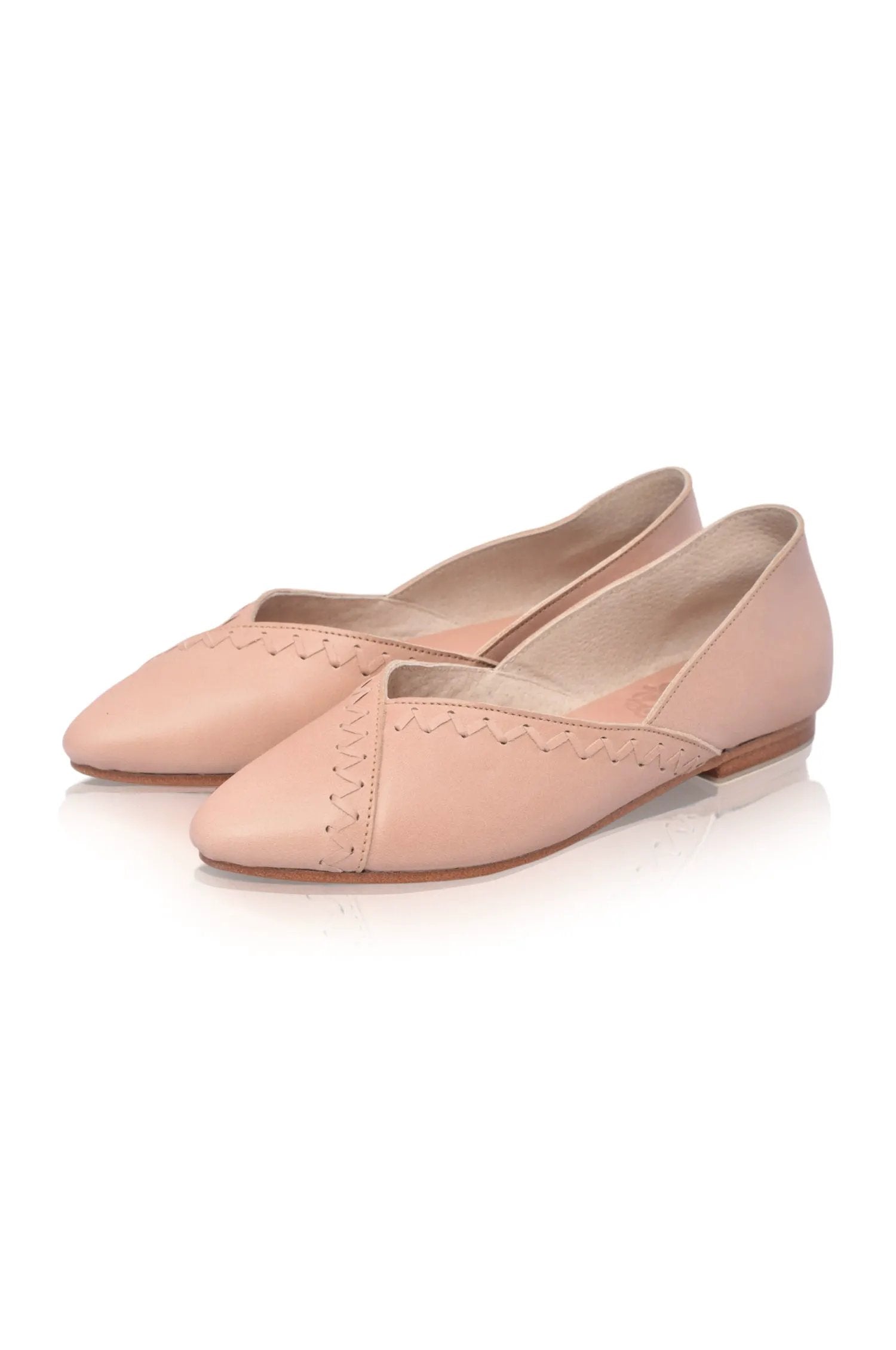 Elle Pointed Toe Leather Flats by ELF
