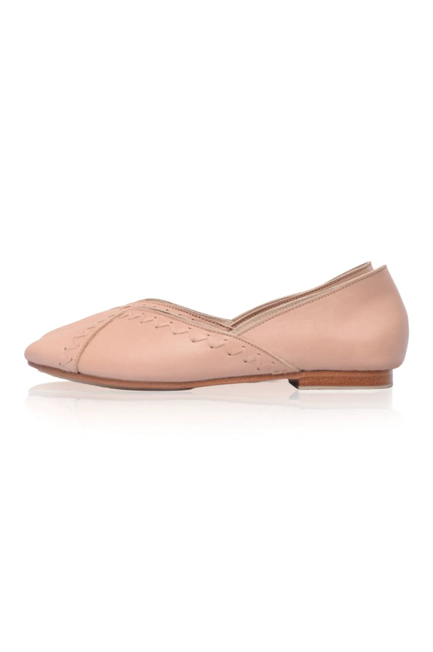 Elle Pointed Toe Leather Flats by ELF