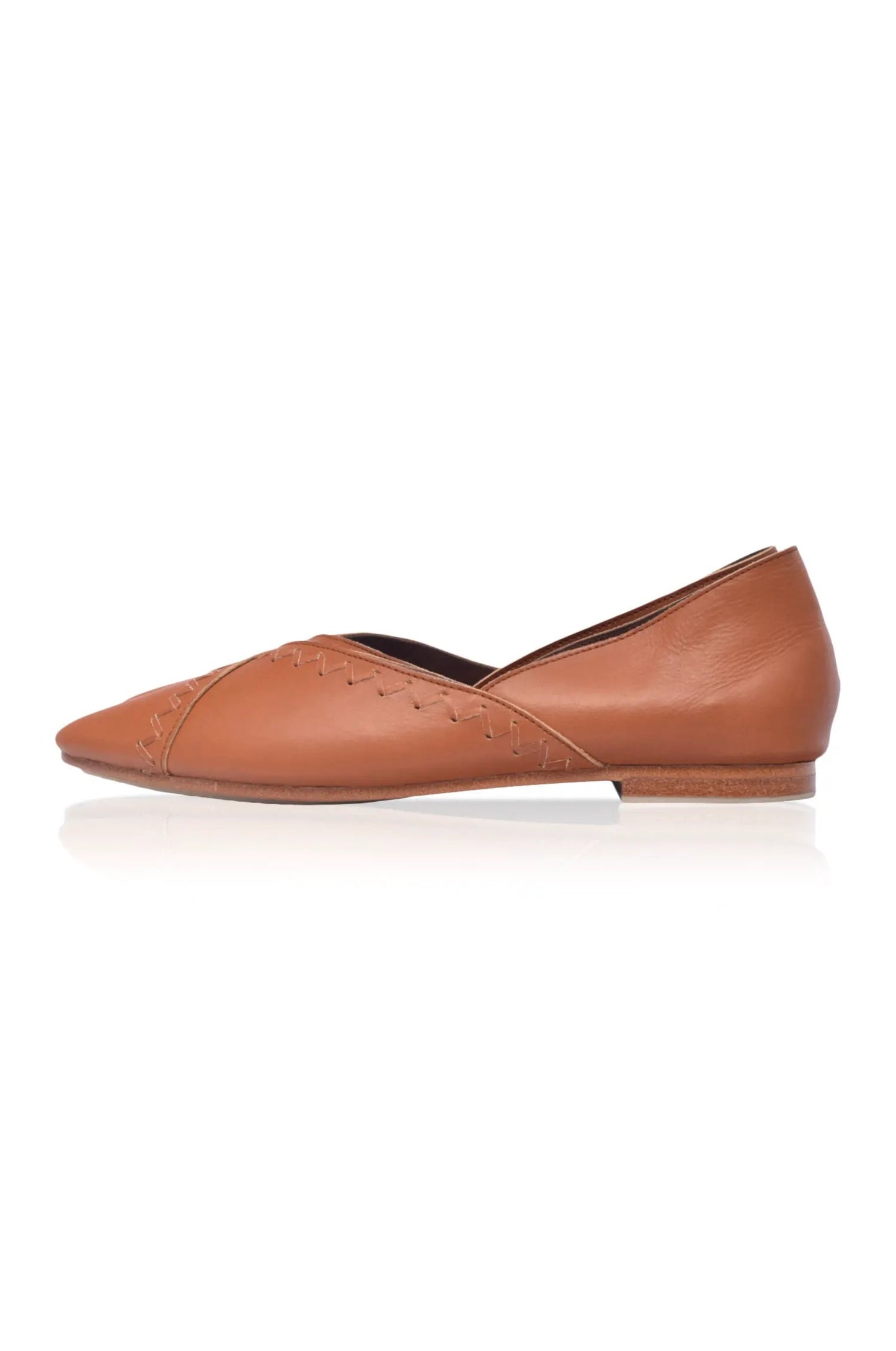 Elle Pointed Toe Leather Flats by ELF