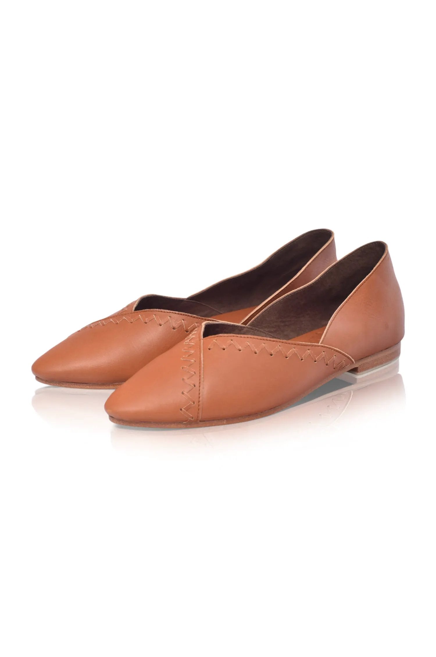 Elle Pointed Toe Leather Flats by ELF