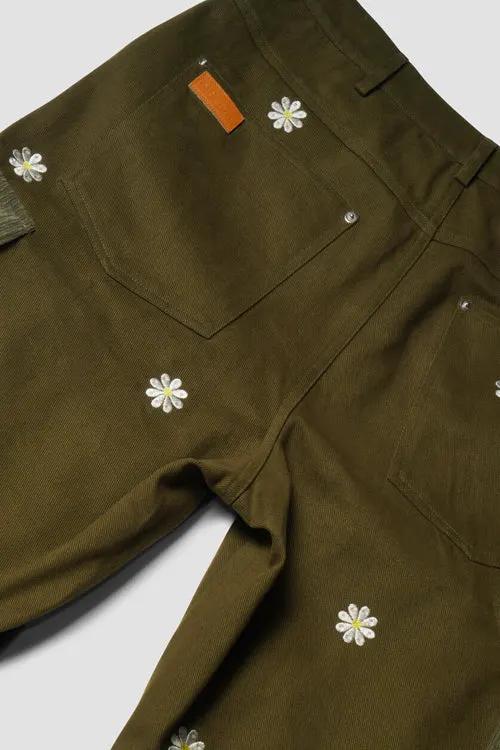 Embroidered Flowers Detachable Cargo Pants Shorts by Hideout