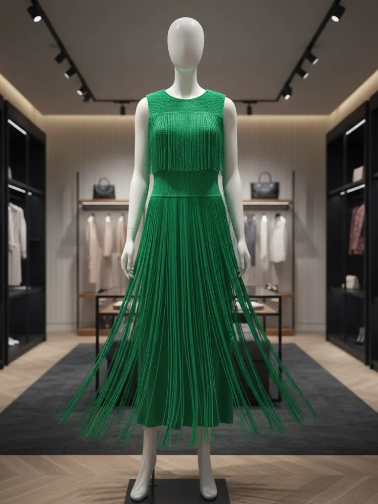Emerald Kinetic Fringe Dress • TRIBECA New Collection BYMANYC ® New York by BYMANYC ® New York