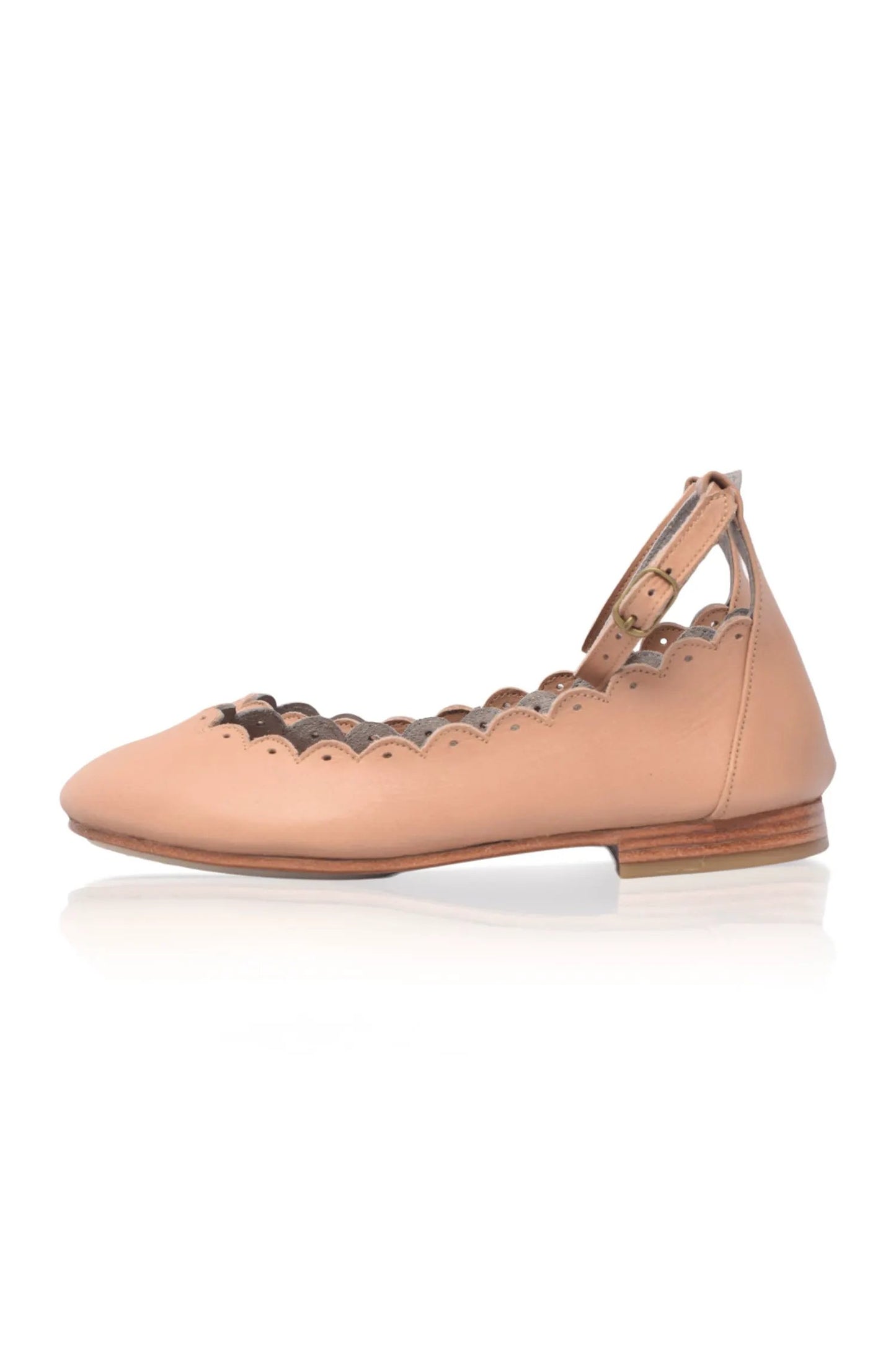 Fleur Scalloped Ankle Strap Flats by ELF