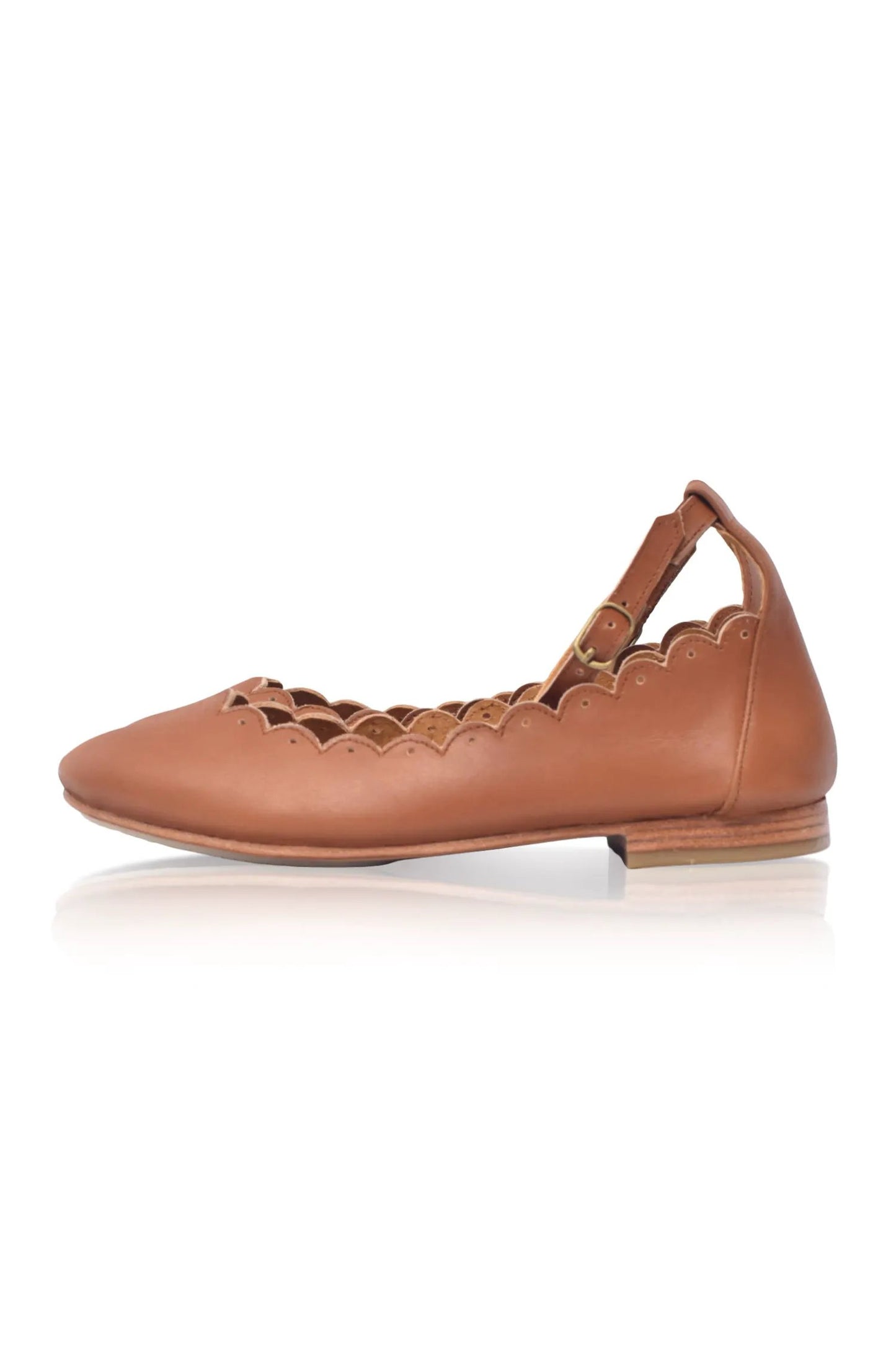 Fleur Scalloped Ankle Strap Flats by ELF