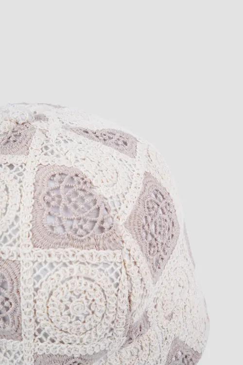 Flower Pattern Crochet Bucket Hat by Hideout