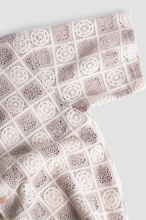 Flower Pattern Crochet Button Up Shirt by Hideout