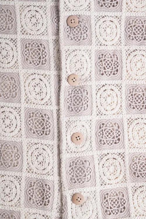 Flower Pattern Crochet Button Up Shirt by Hideout