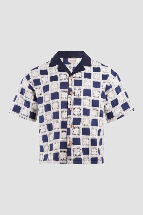 Flower Pattern Crochet Button Up Shirt by Hideout