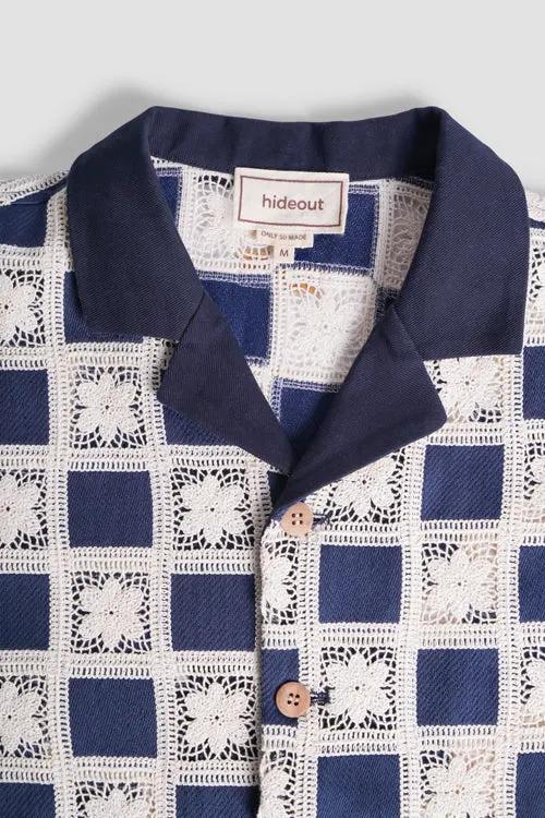 Flower Pattern Crochet Button Up Shirt by Hideout