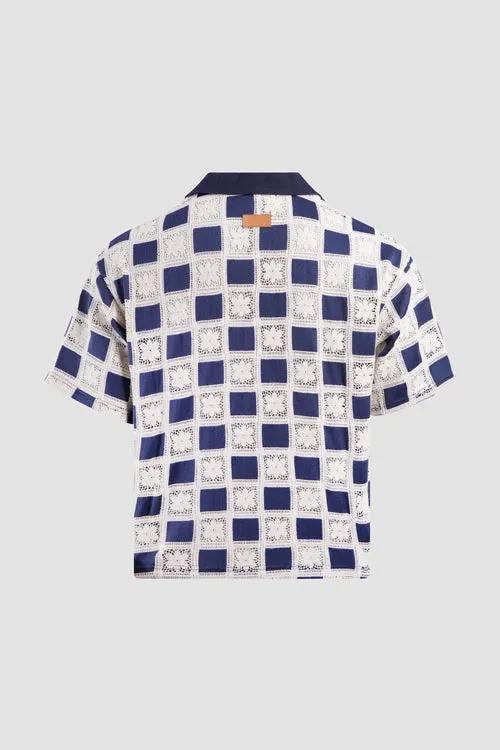 Flower Pattern Crochet Button Up Shirt by Hideout