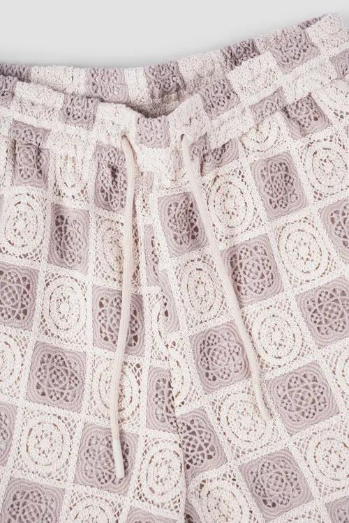 Flower Pattern Crochet Shorts by Hideout