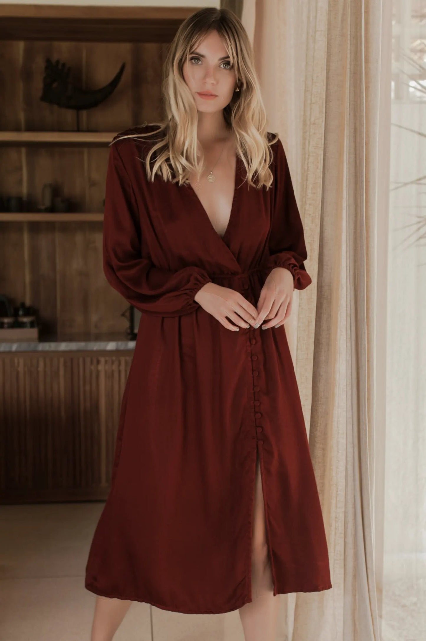 Greta Long Sleeve Midi Dress (Sale) by ELF